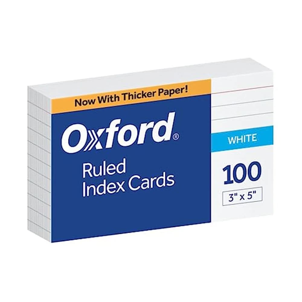Oxford Ruled Index Cards, 3x5, White, 100-Pack